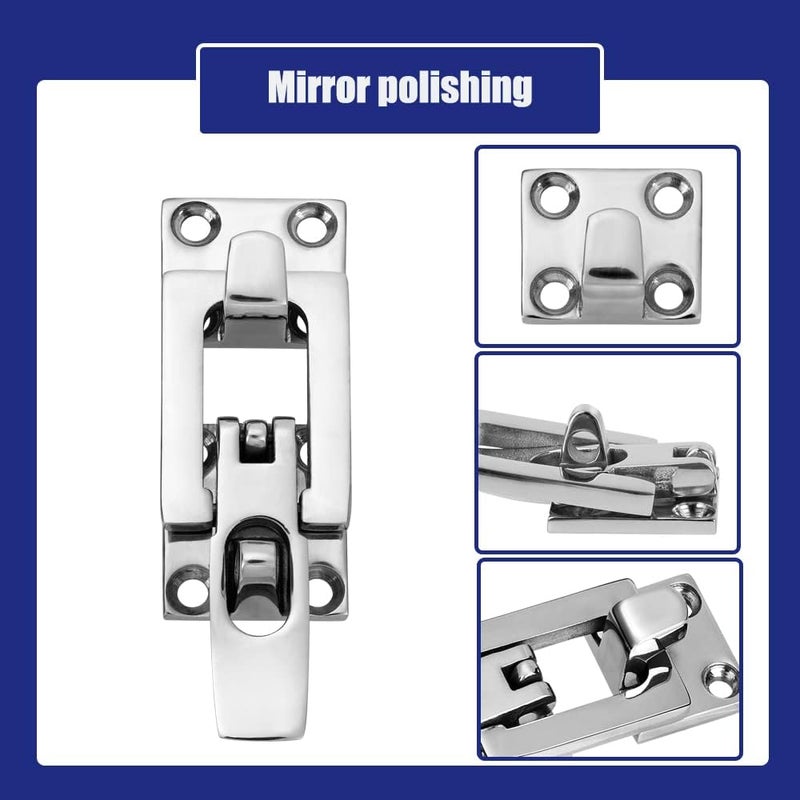 ODYSUNRAL Marine Anti-Rattle Square Latches for Boat Door Hatch, Hold Down Clamp Latches, Lockable, Sturdy Construction, 316 Stainless Steel, with Screws - Image 4